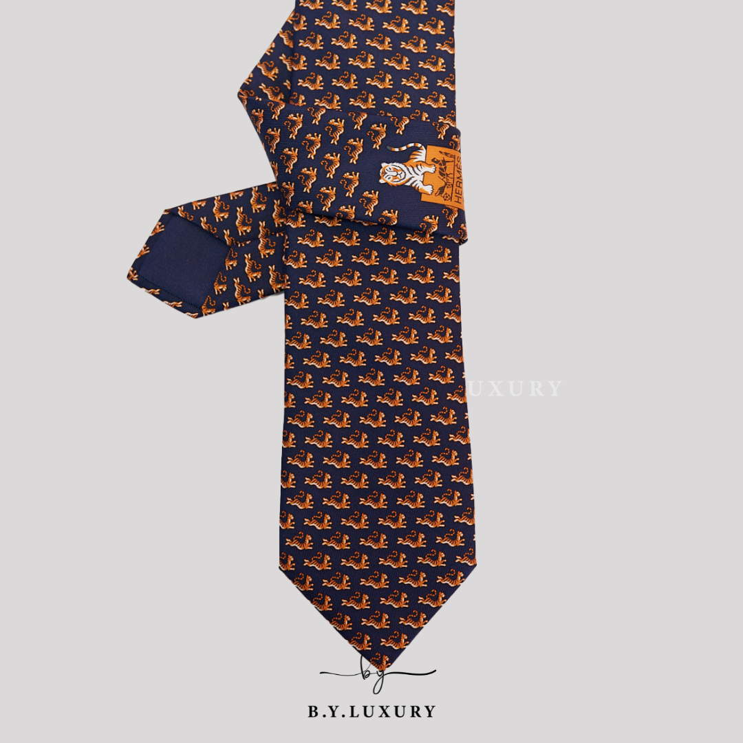 全新現貨 HERMES Tie 7 Happy Tiger tie 領呔