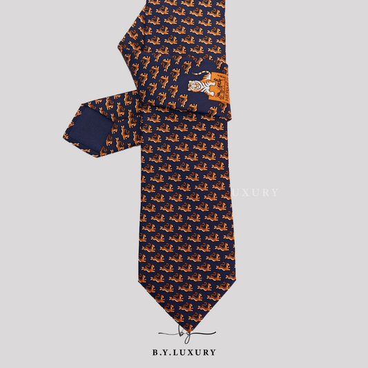 全新現貨 HERMES Tie 7 Happy Tiger tie 領呔