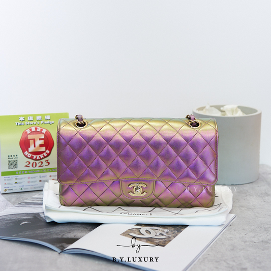 閑置品 CHANEL Classic Double Flap Medium 幻彩色 淡金扣