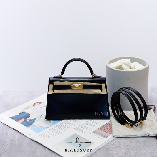 全新現貨 HERMES Mini Kelly II MK2 Box 89 Noir GHW