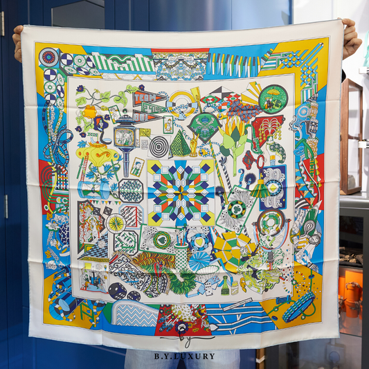 全新現貨 HERMES 90 Double Face Scarf in Silk Twill 雙面方型絲巾