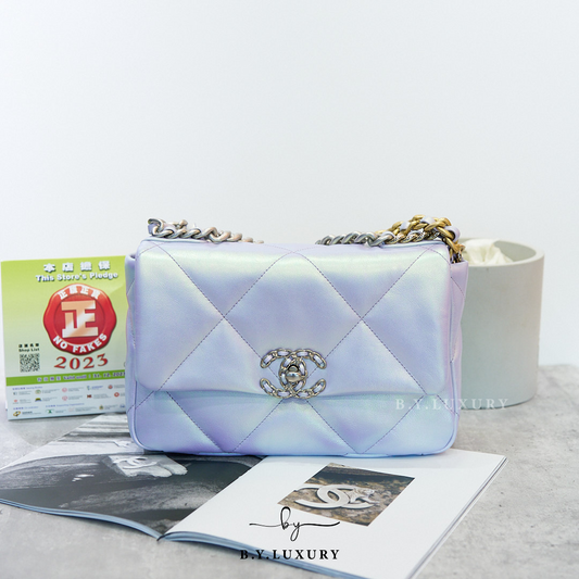 閑置品 CHANEL 19 Medium Bag 牛皮 幻彩色