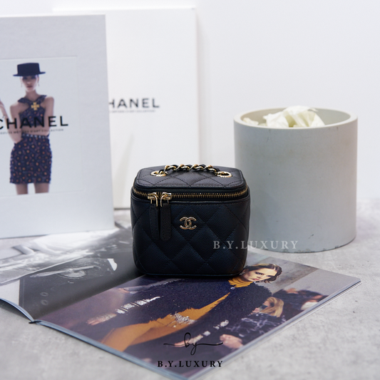 全新現貨 CHANEL Vanity Case with Chain 荔枝牛皮 小盒子包