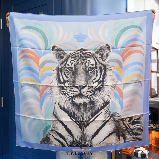 全新現貨 HERMES Tigre Royal double face scarf 90