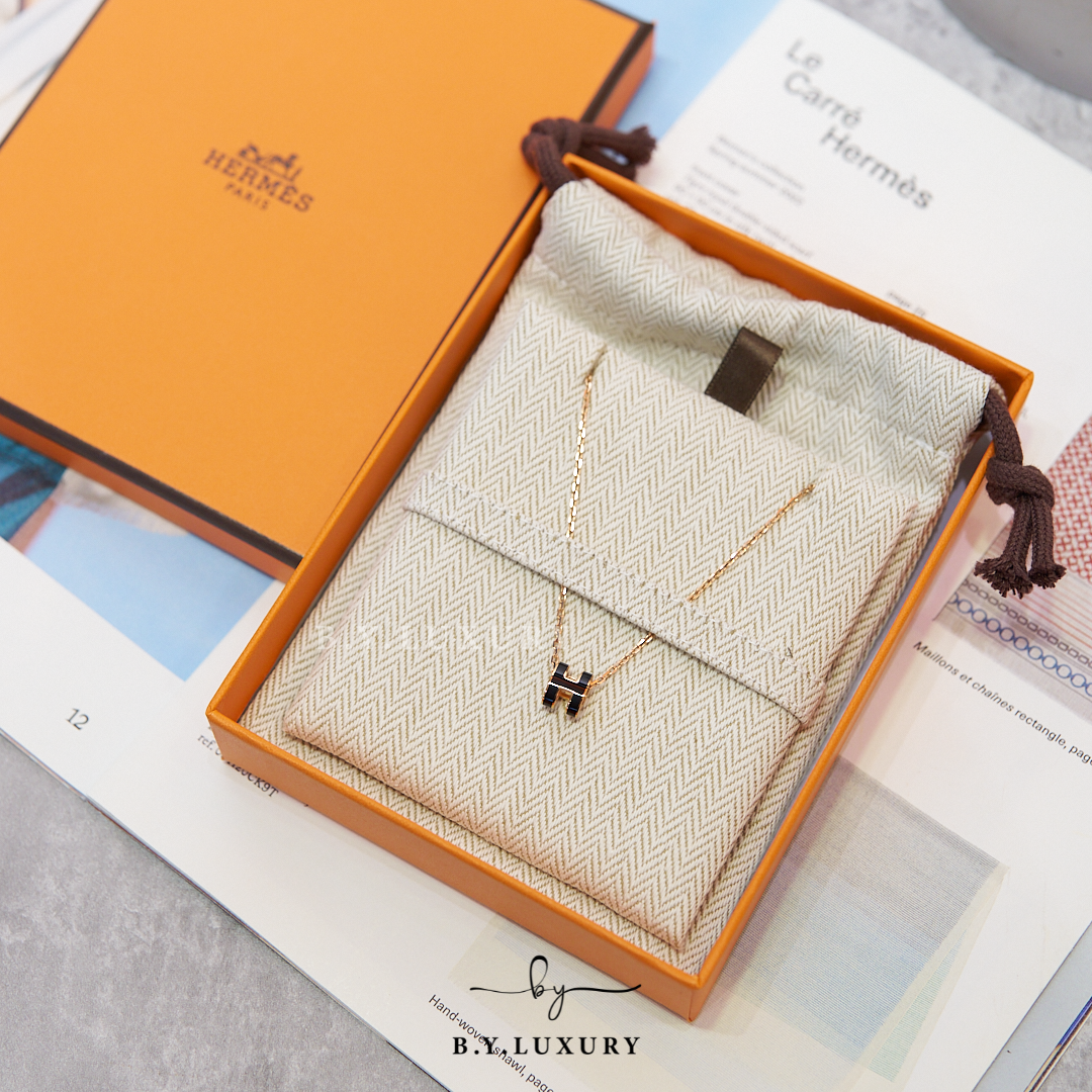全新現貨 HERMES Mini Pop H Pendant 黑色 玫瑰金 頸鏈