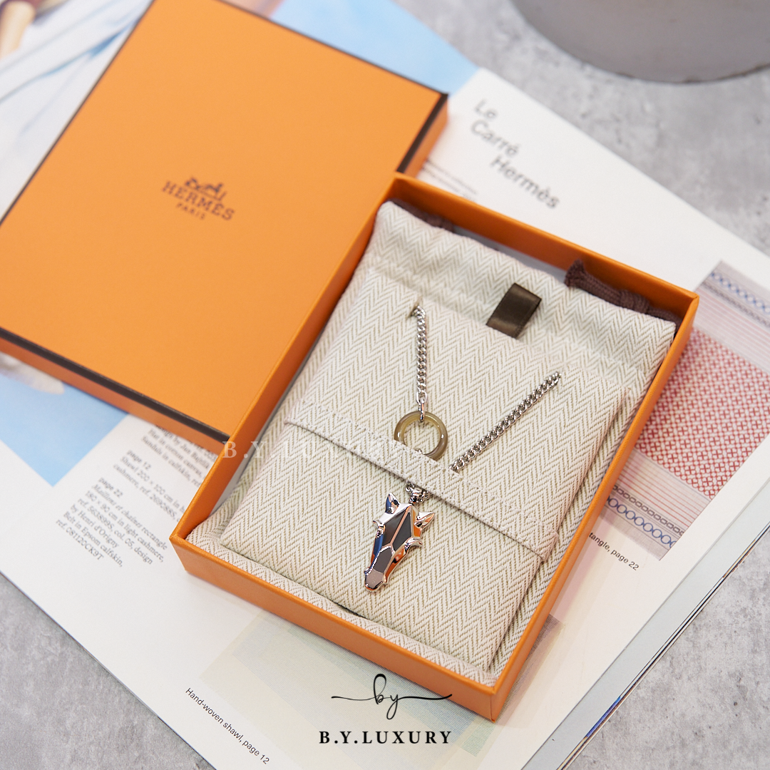 全新現貨 HERMES Destrier necklace Duo De Gris 頸鏈