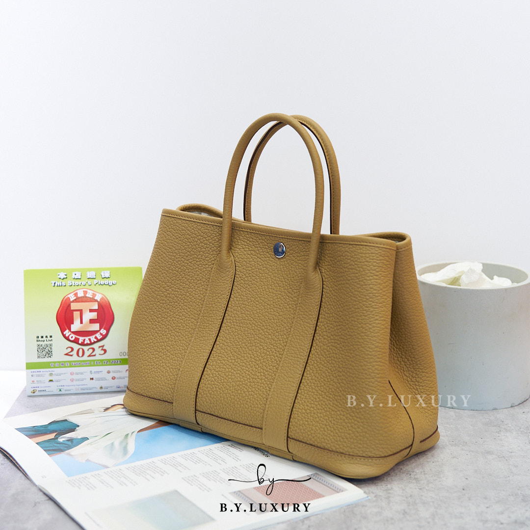 全新現貨 HERMES Garden Party 30 Veau Negonda 4B 餅乾色 銀扣