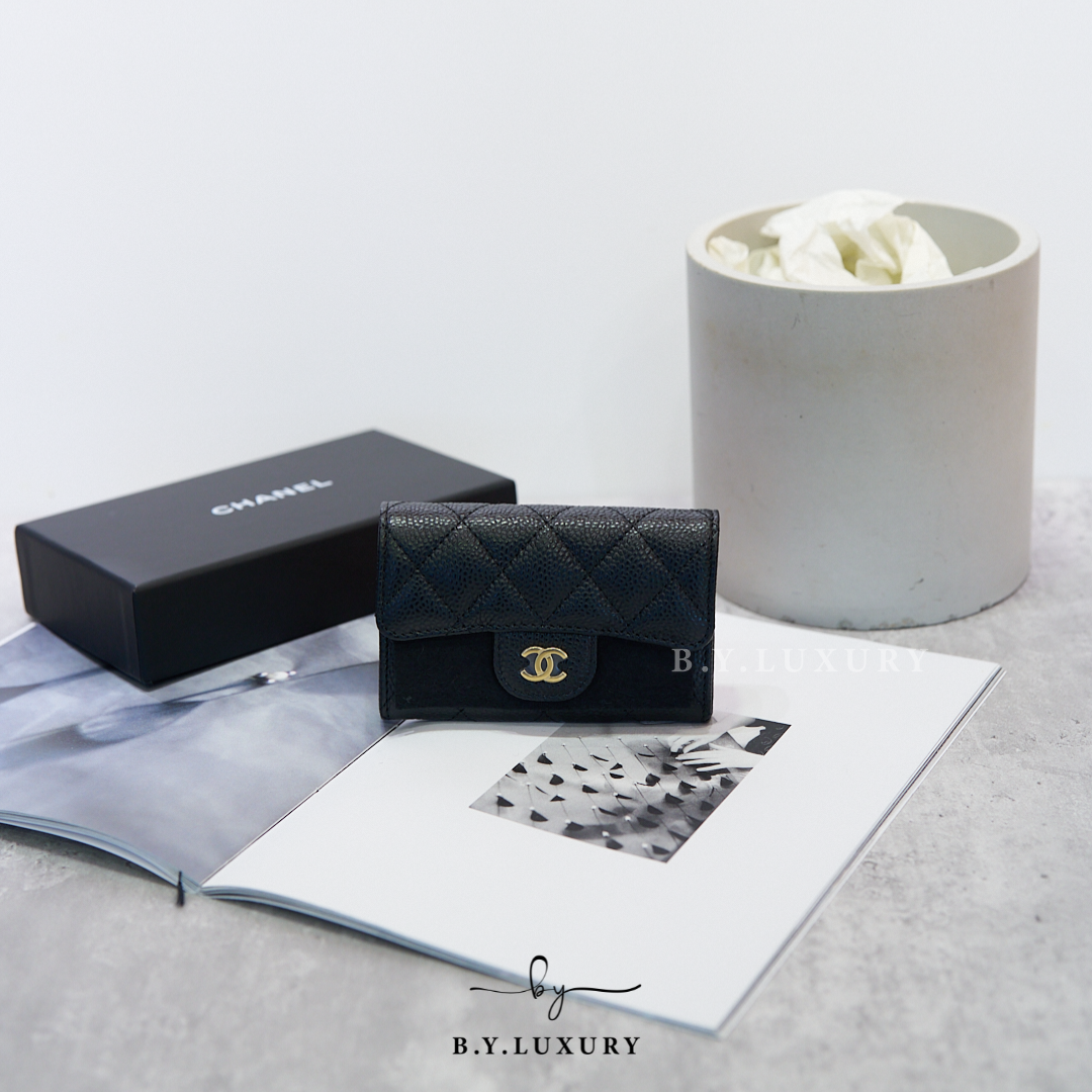 全新現貨 CHANEL Card Holder 黑 牛皮 金扣 卡片套 AP0214