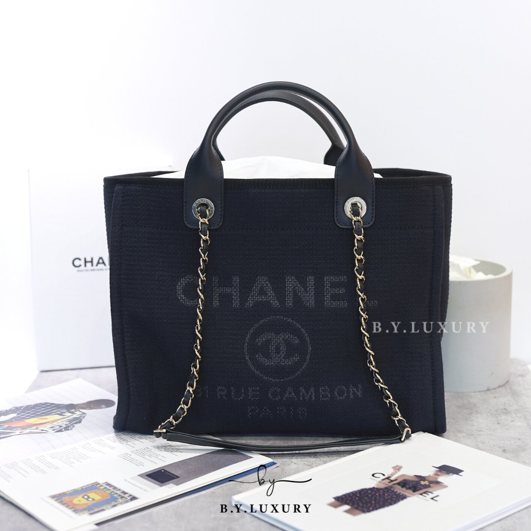 全新現貨 CHANEL Deauville Tote Small 黑 帆布 沙灘袋 AS3351
