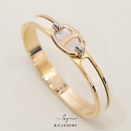 全新現貨 HERMES Mini Clic Chaine d'Ancre Bracelet 奶油色 玫瑰金 豬鼻手鐲