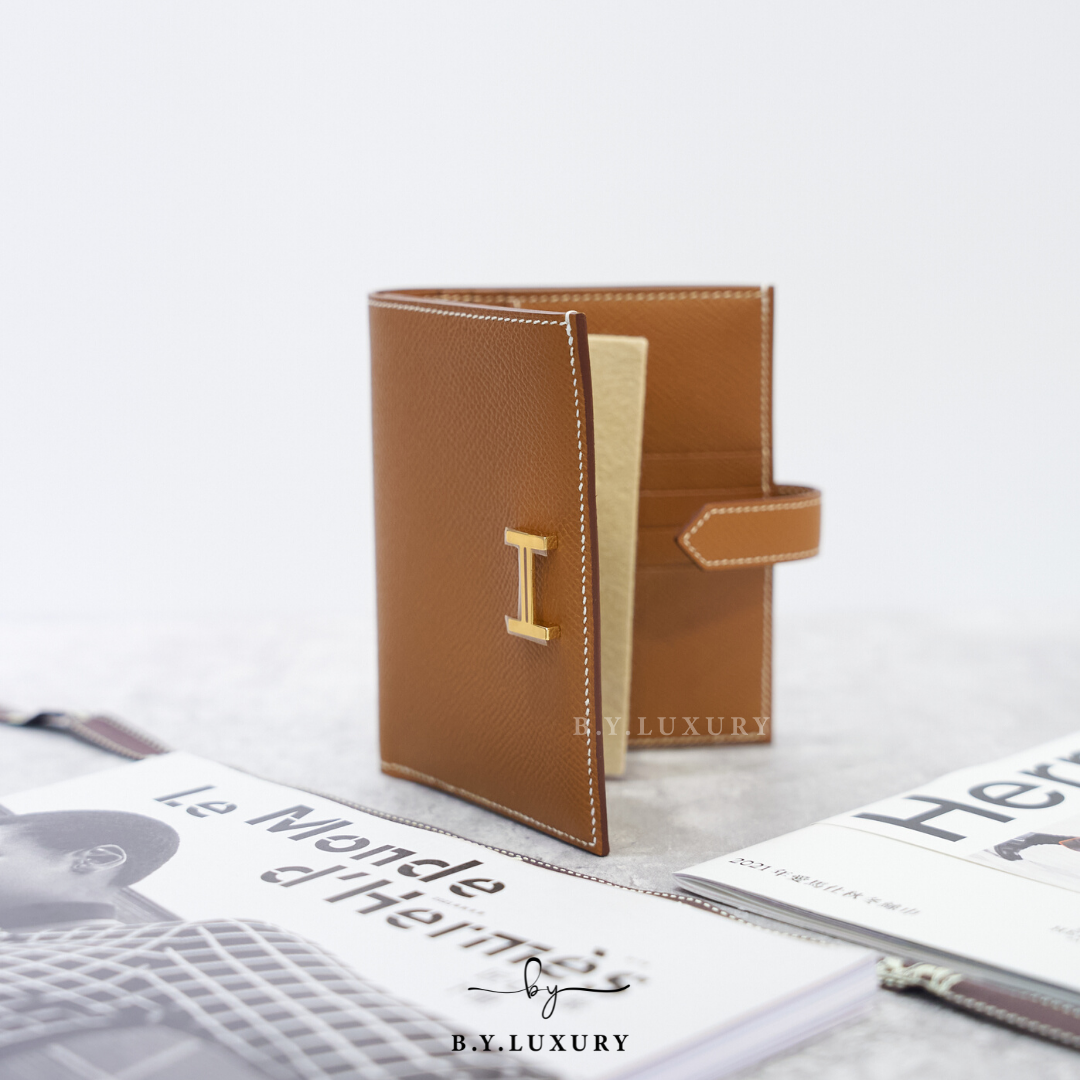 全新現貨 HERMES Bearn Compact Wallet Epsom 37 金棕色 金扣