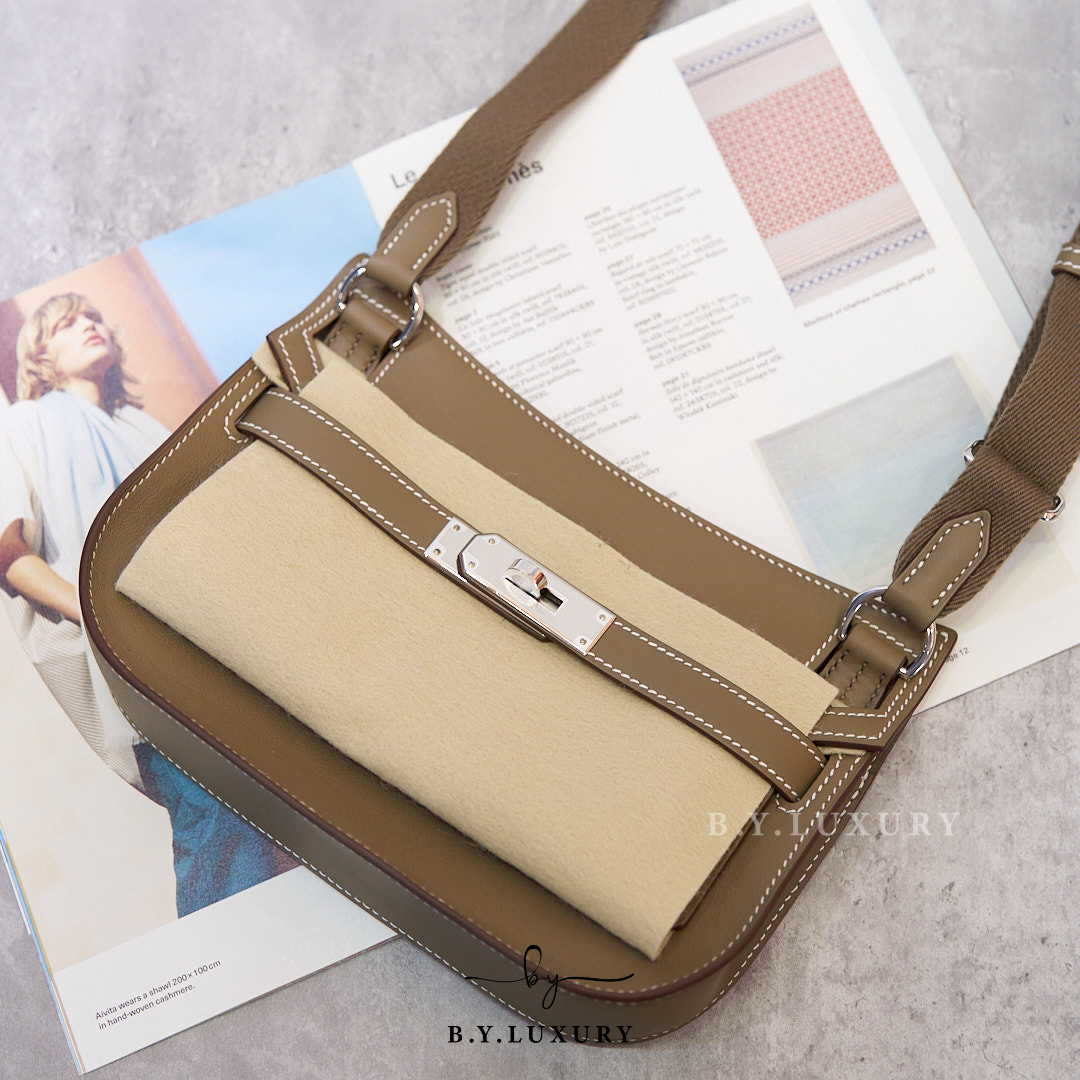全新現貨 HERMES Mini Jypsiere Swift 18 Etoupe 大象灰 銀扣