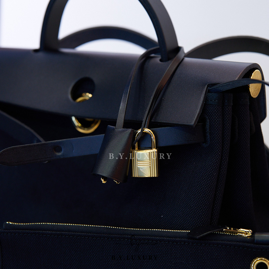 全新現貨 HERMES Herbag 31 帆布 89 黑色 金扣