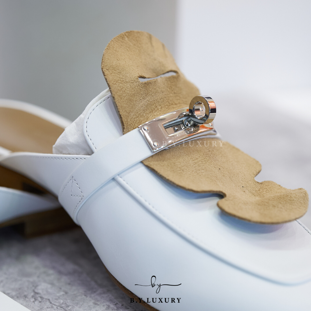 全新現貨 HERMES OZ Mule 37 Blanc 銀扣