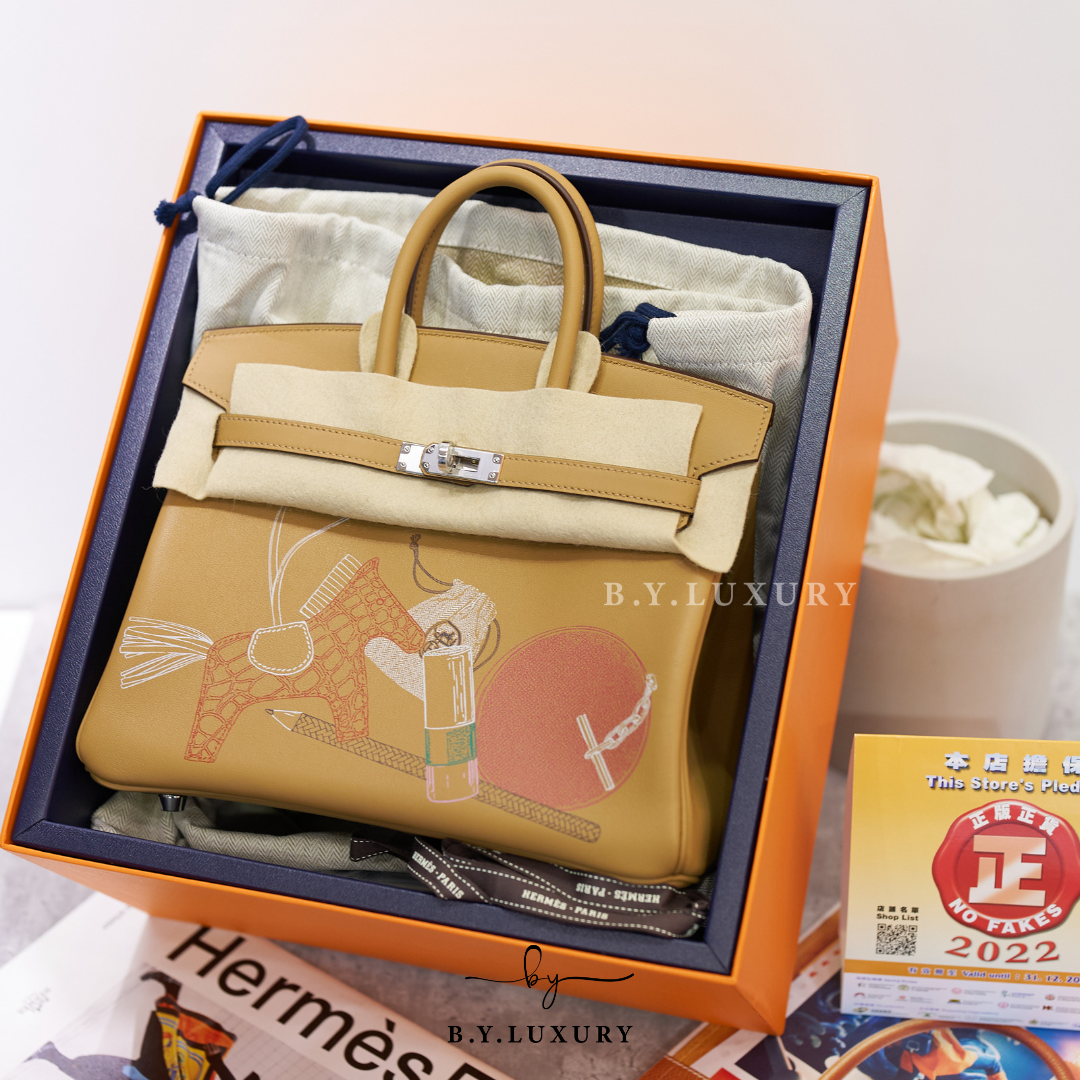 全新現貨 HERMES Birkin 25 In & Out Swift 4B 餅乾色 銀扣