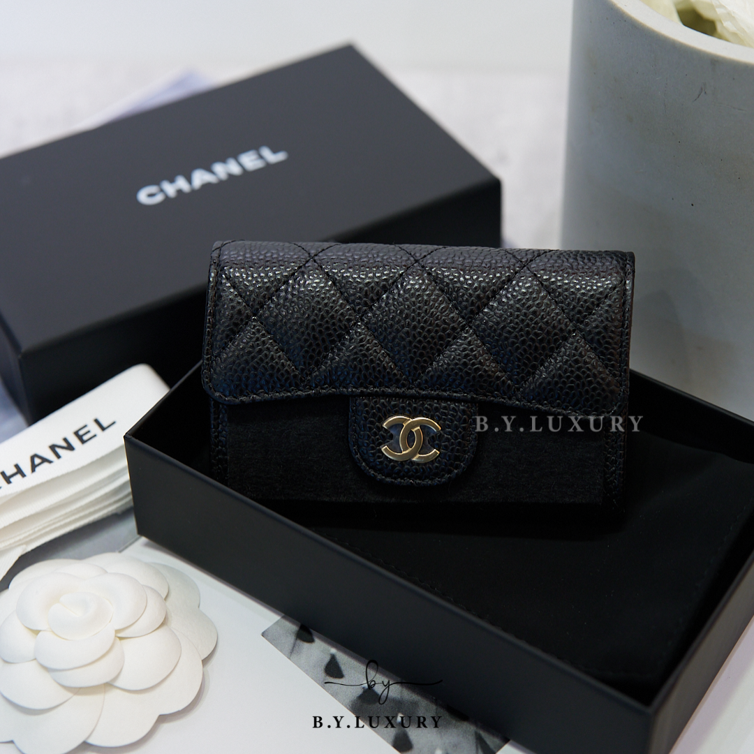 全新現貨 CHANEL Card Holder 黑 牛皮 金扣 卡片套 AP0214