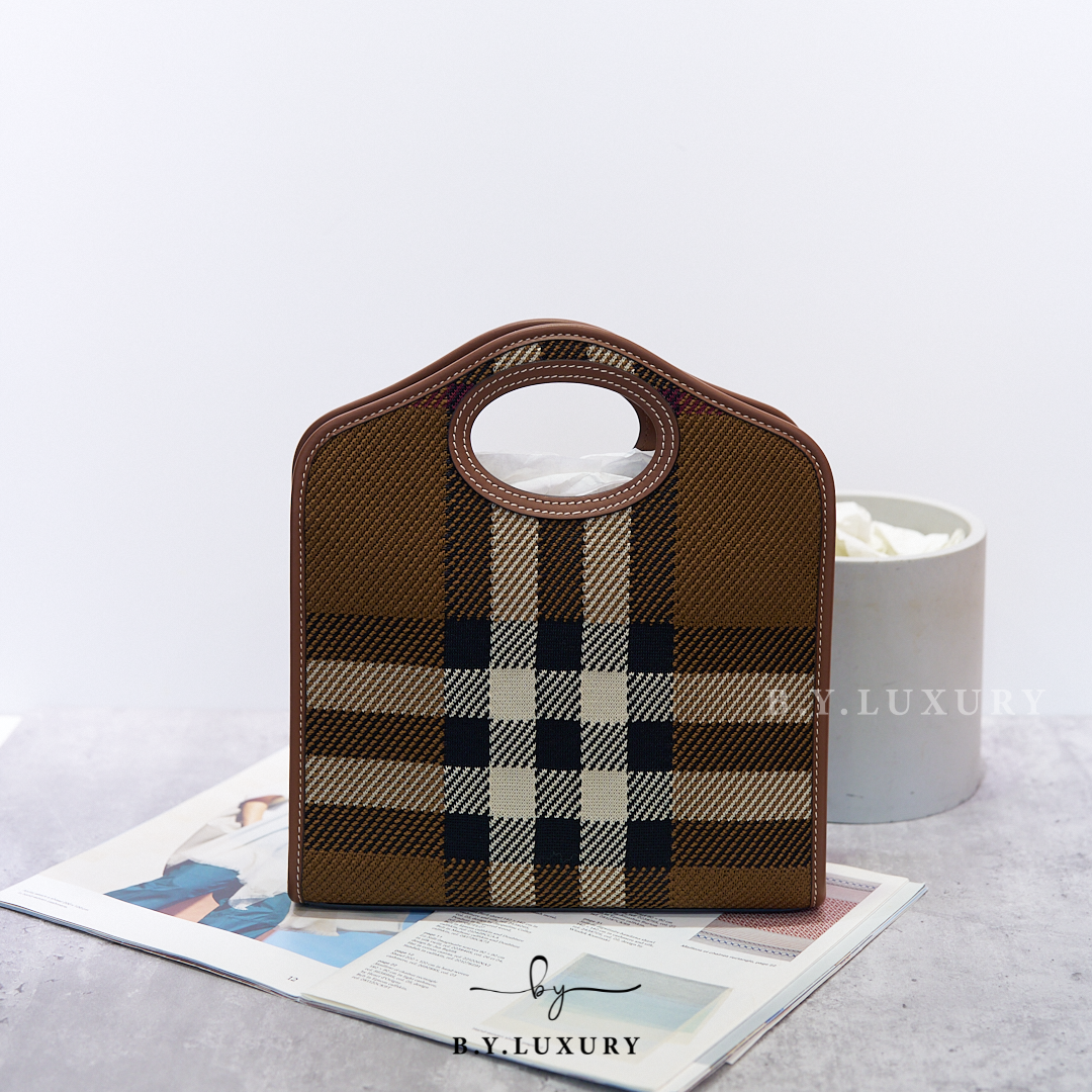 閑置品 BURBERRY Mini Pocket Bag Canva and Leather Brown Checked