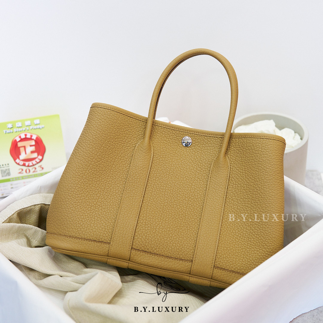 全新現貨 HERMES Garden Party 30 Veau Negonda 4B 餅乾色 銀扣