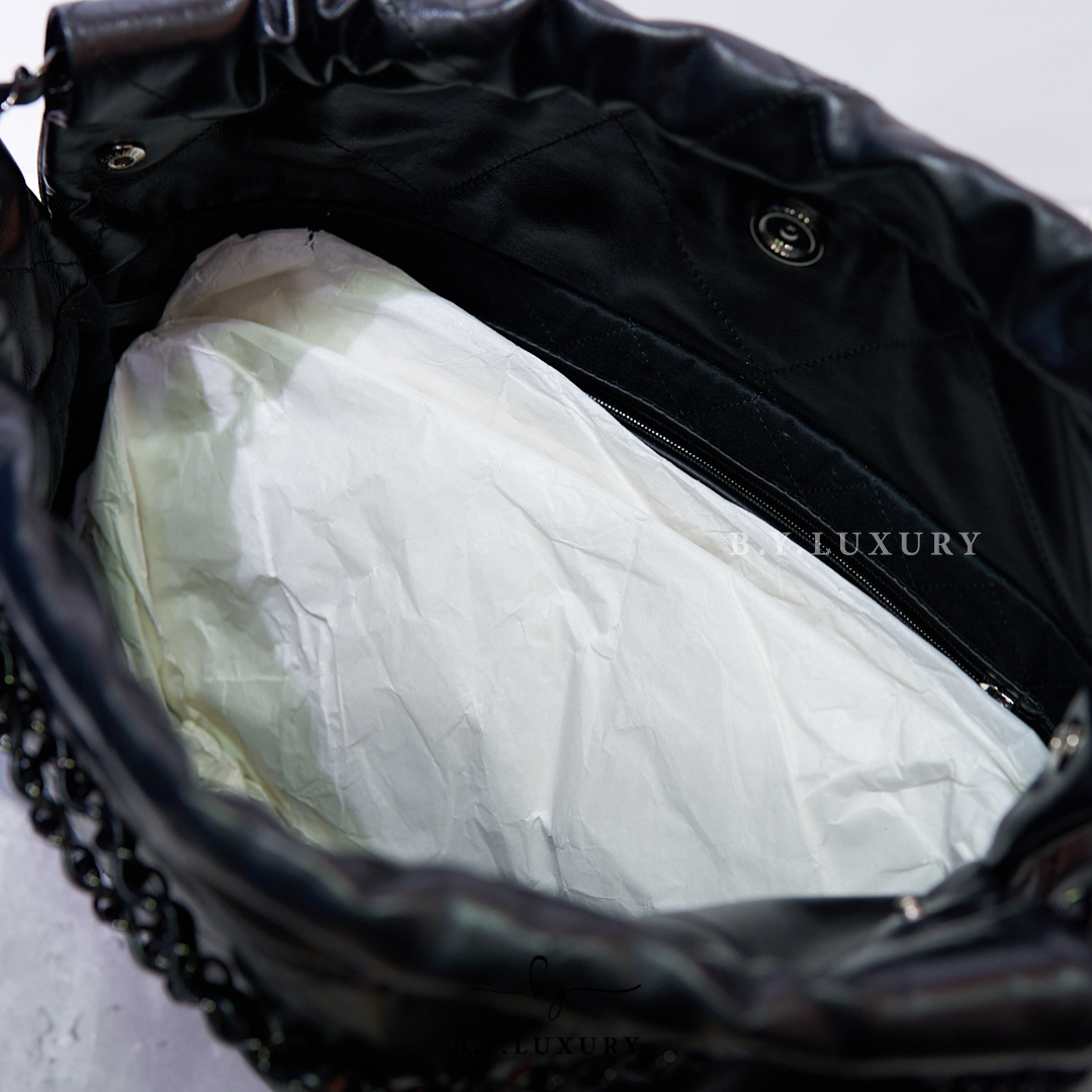 閑置品 CHANEL 22 Medium Shiny Calfskin So Black AS3261