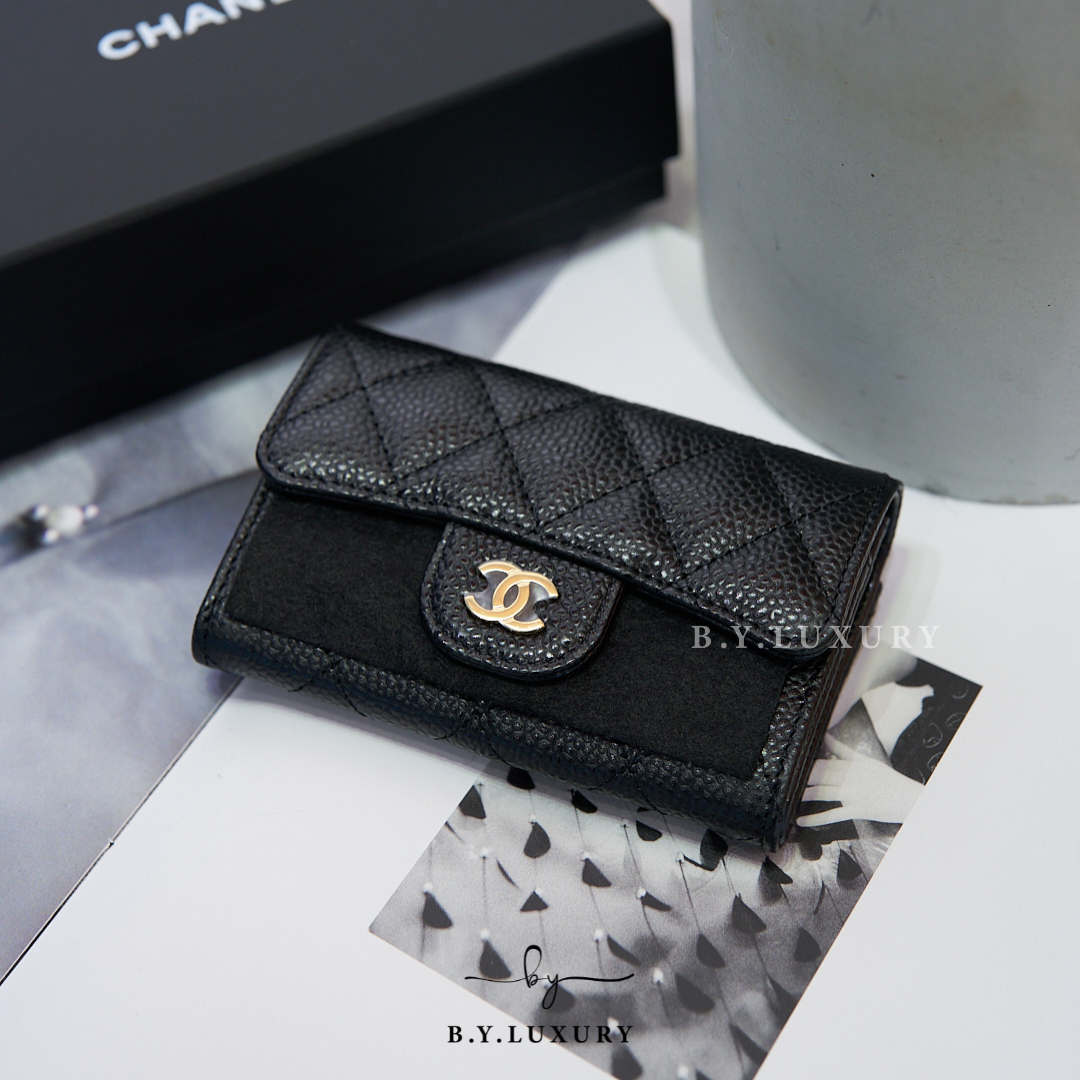 全新現貨 CHANEL Card Holder 黑 牛皮 金扣 卡片套 AP0214