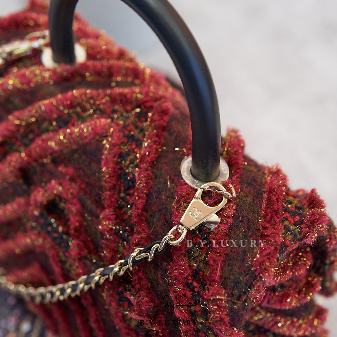 全新現貨 CHANEL Coco Handle Small Bag Red Tweed 斜紋軟呢 紅色 淡金扣