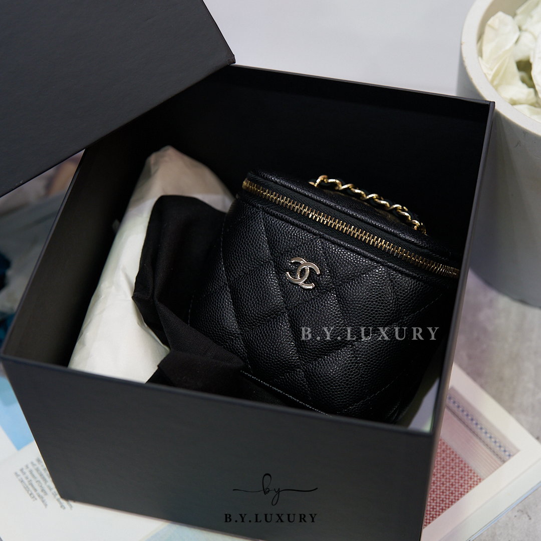 全新現貨 CHANEL Vanity Case with Chain 荔枝牛皮 小盒子包