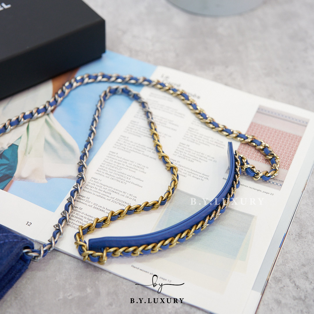 全新現貨 CHANEL 19 Mini Wallet on Chain WOC 牛仔布