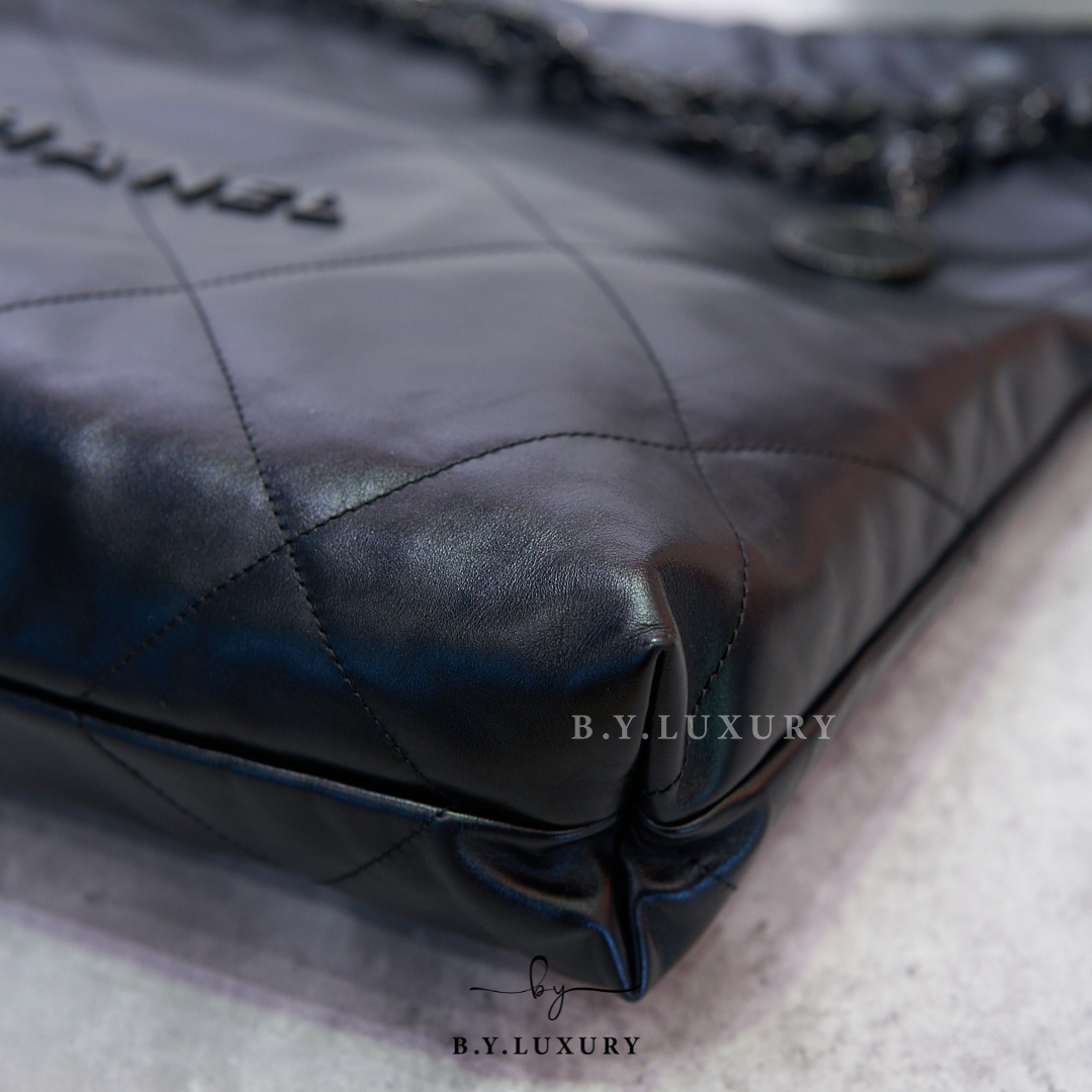 閑置品 CHANEL 22 Medium Shiny Calfskin So Black AS3261