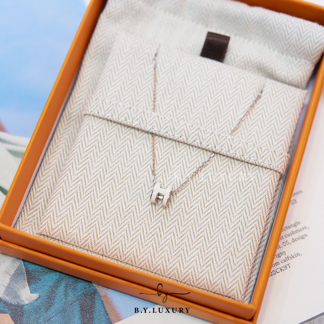 全新現貨 HERMES Mini Pop H Pendant 白 銀 頸鏈
