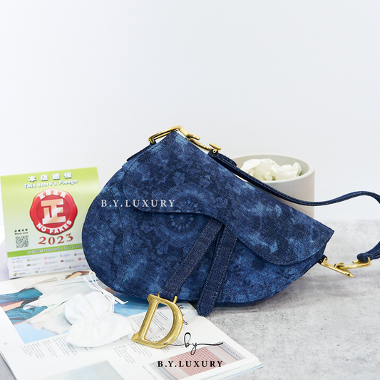 未使用品 DIOR Medium Saddle Bag 藍色牛仔布 馬鞍袋