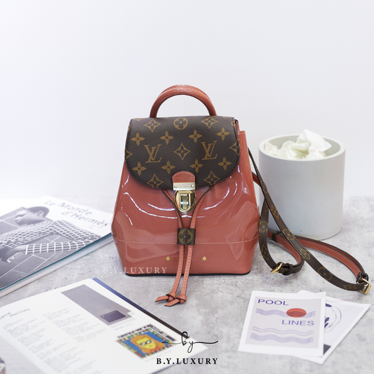 閑置品 LOUIS VUITTON Hot Springs Backpack Monogram 棗紅色 小背包