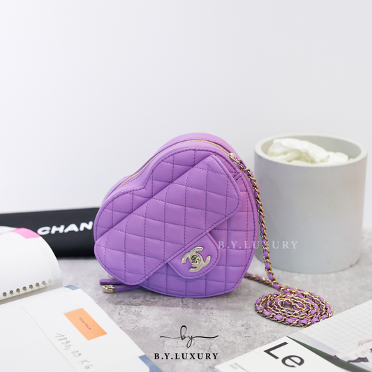 全新現貨 CHANEL Heart Bag 22S 紫色 心心袋 AS3191