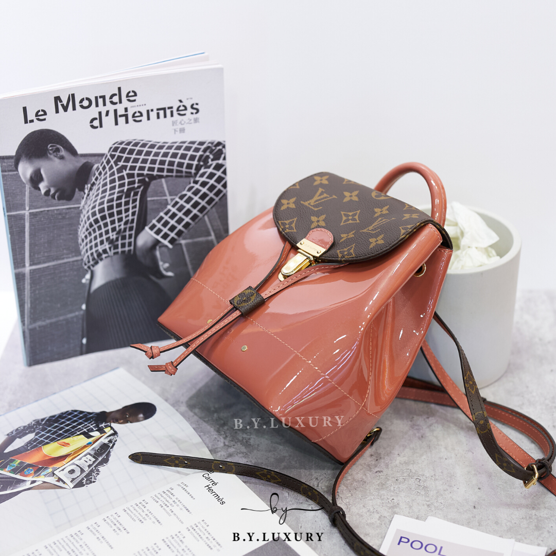 閑置品 LOUIS VUITTON Hot Springs Backpack Monogram 棗紅色 小背包