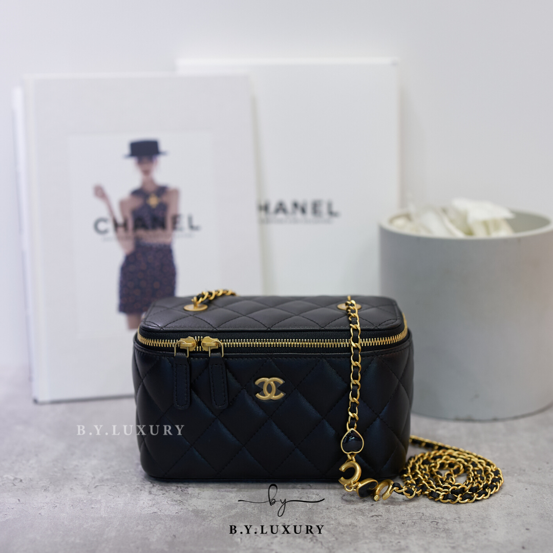 全新現貨 CHANEL Vanity Case C Love C 黑色 長廢包 AP3034