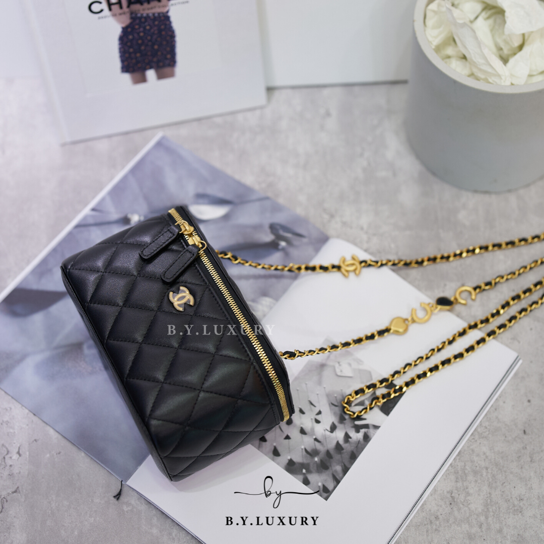 全新現貨 CHANEL Vanity Case C Love C 黑色 長廢包 AP3034