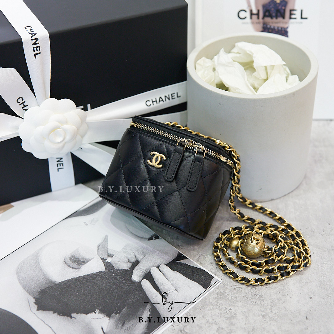 全新現貨 CHANEL mini Vanity Case 黑色 金球 小廢包 AP1447