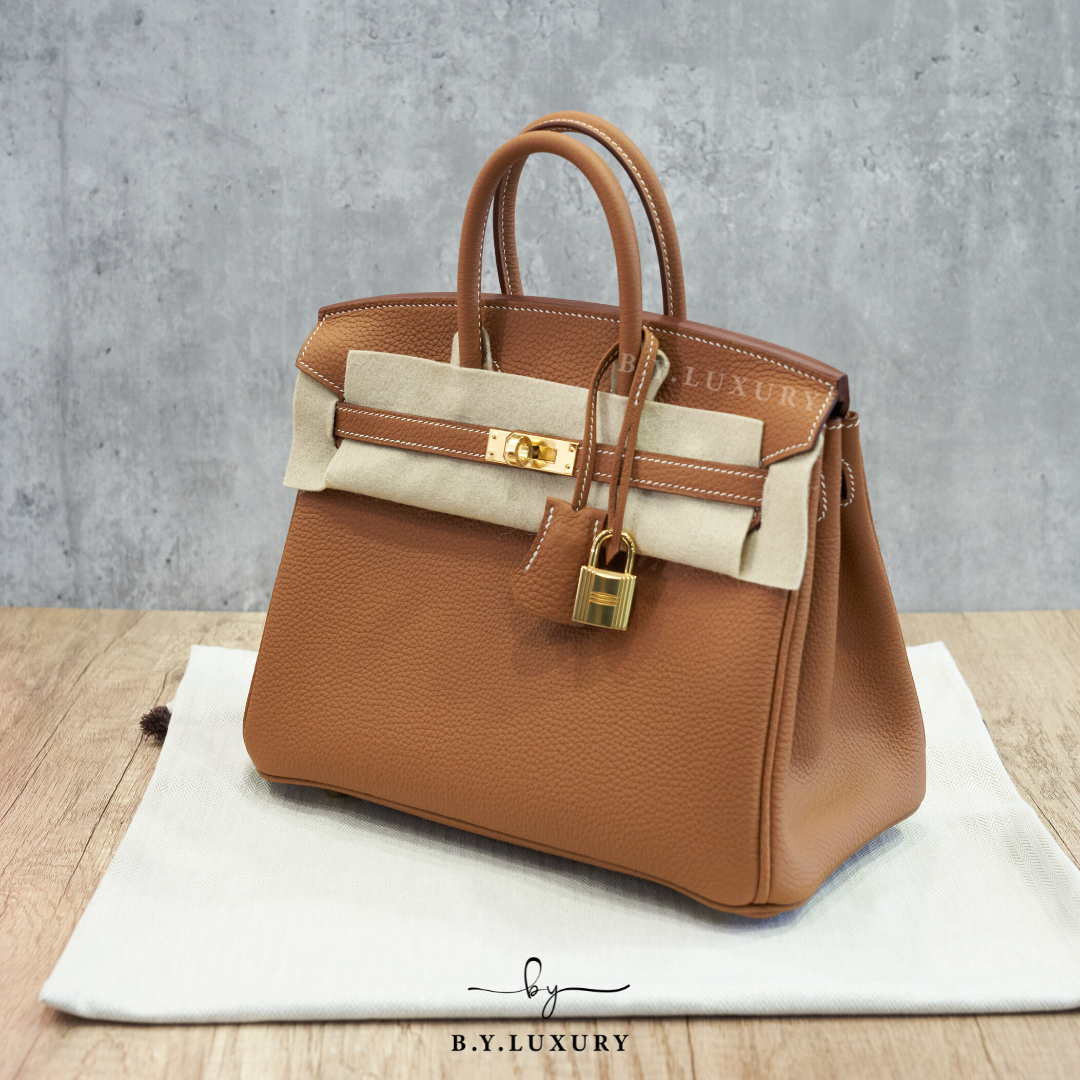 全新現貨 HERMES Birkin 25 Togo 37 金棕色 金扣