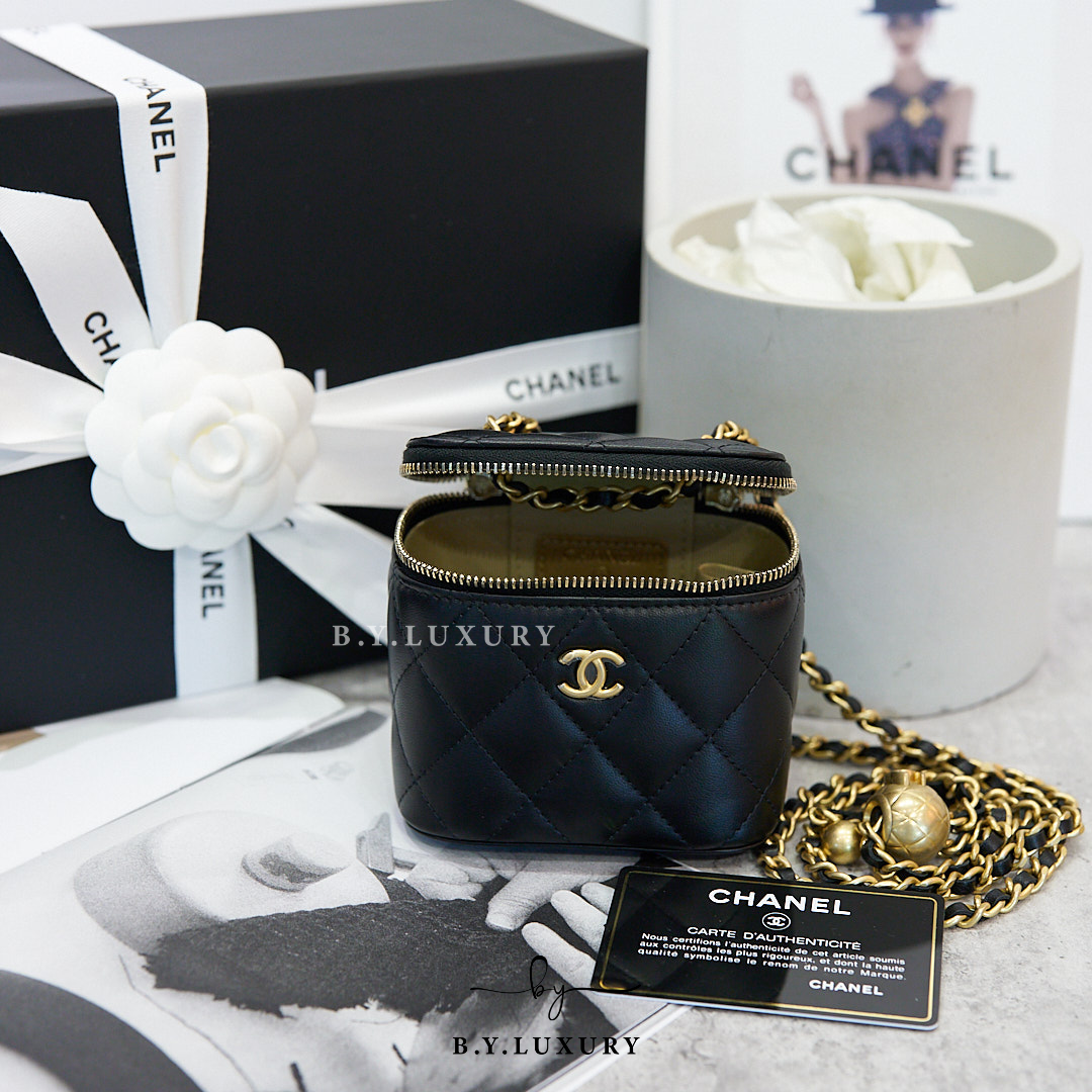 全新現貨 CHANEL mini Vanity Case 黑色 金球 小廢包 AP1447