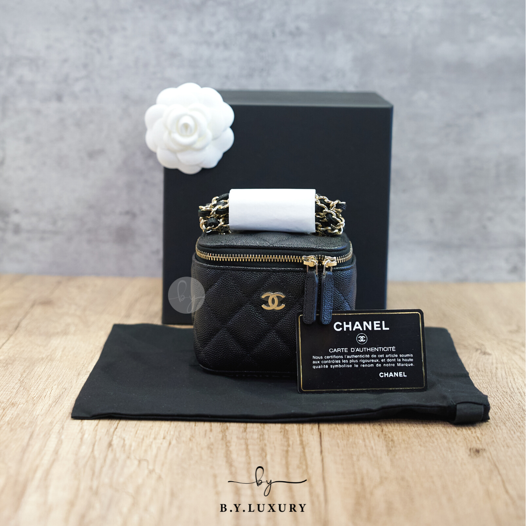 全新現貨 CHANEL Mini Vanity Case 小羊皮 黑色 小盒子
