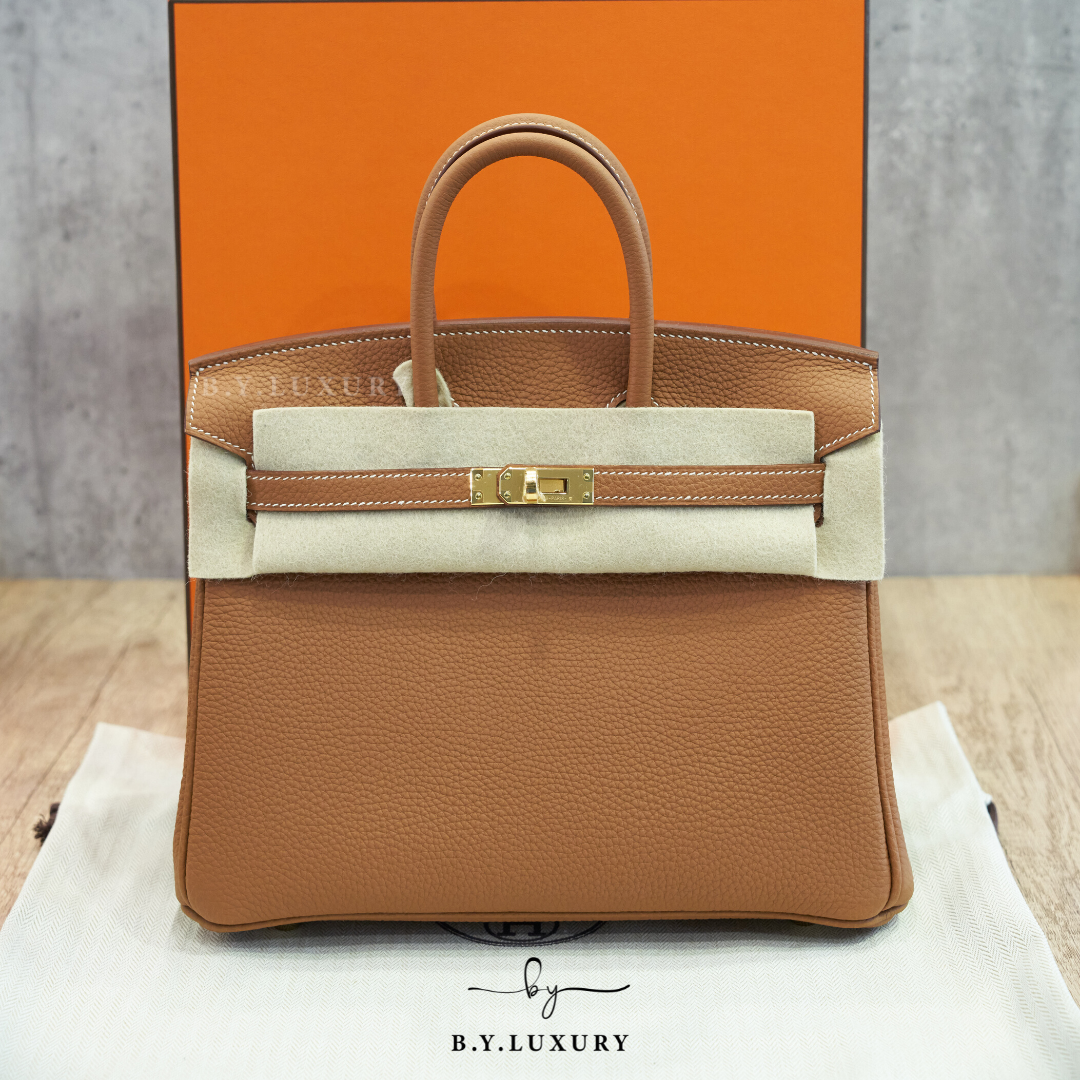 全新現貨 HERMES Birkin 25 Togo 37 金棕色 金扣