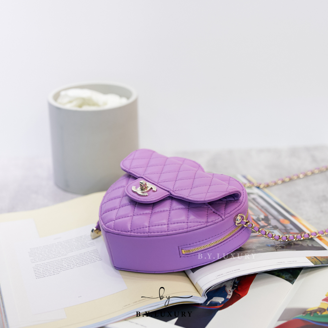 全新現貨 CHANEL Heart Bag 22S 紫色 心心袋 AS3191