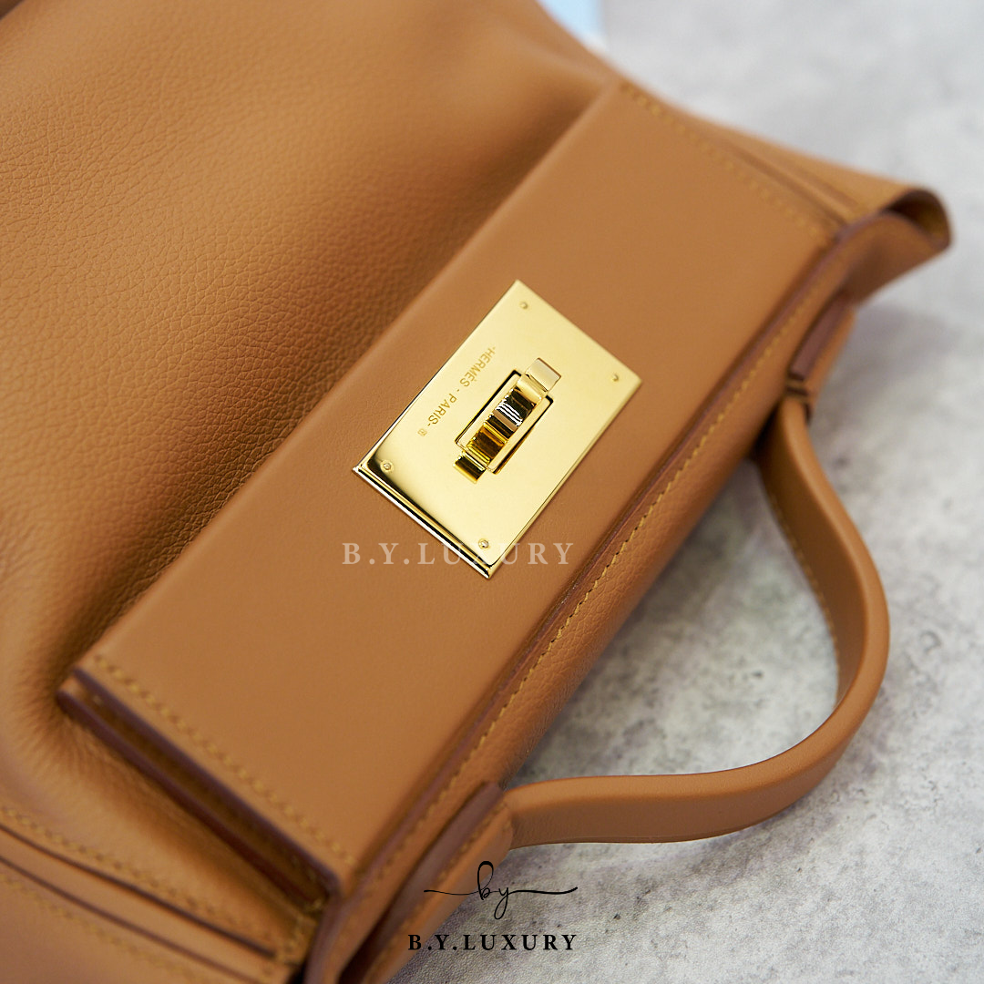 閑置品 HERMES mini 24/24 Evercolor 37 金棕色 金扣
