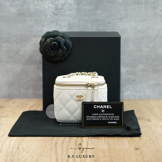 全新現貨 CHANEL Mini Vanity Case 小羊皮 白色 小盒子
