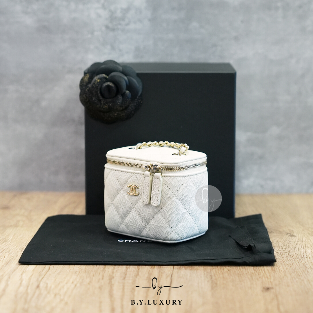 全新現貨 CHANEL Mini Vanity Case 小羊皮 白色 小盒子
