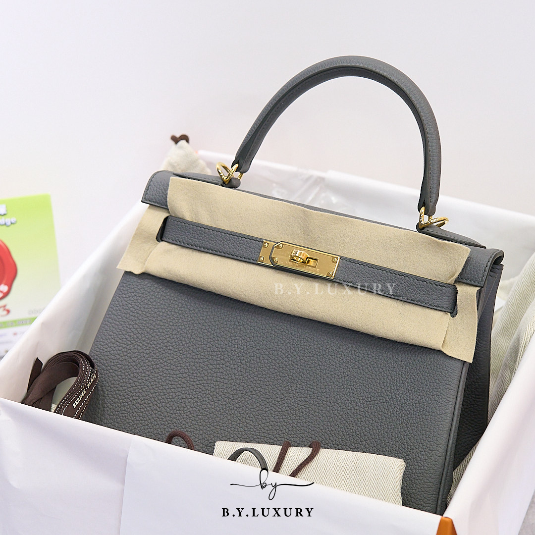 全新現貨 HERMES Kelly 28 TOGO 63 杏綠色 金扣