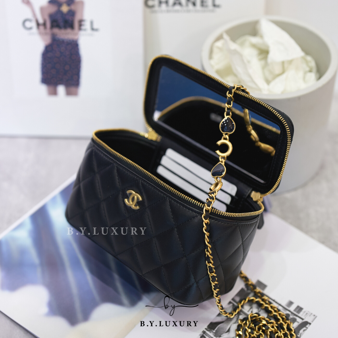 全新現貨 CHANEL Vanity Case C Love C 黑色 長廢包 AP3034