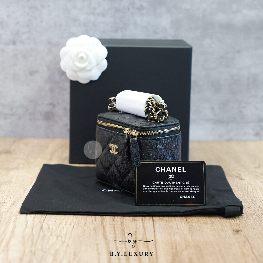 全新現貨 CHANEL Mini Vanity Case 小羊皮 黑色 小盒子