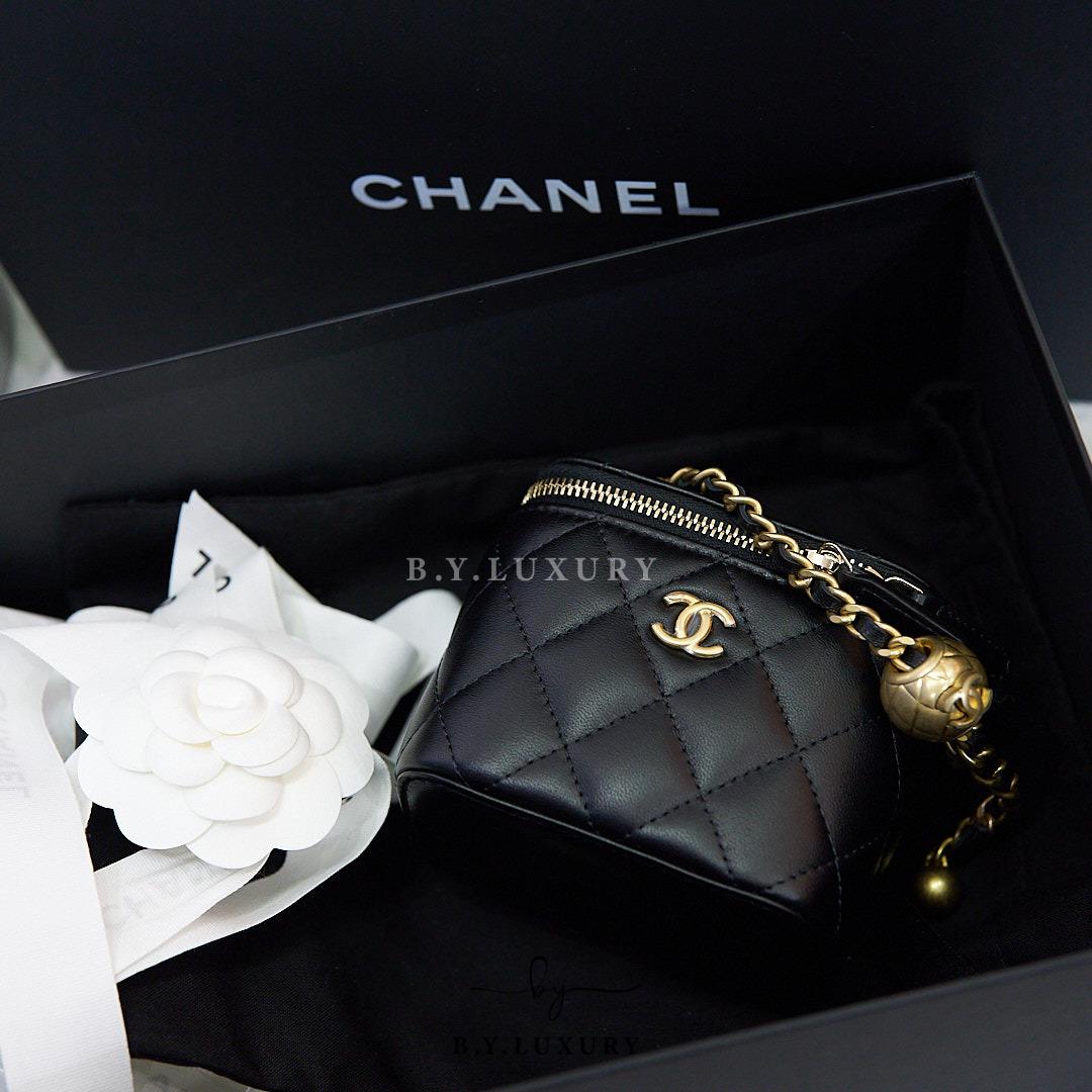 全新現貨 CHANEL mini Vanity Case 黑色 金球 小廢包 AP1447