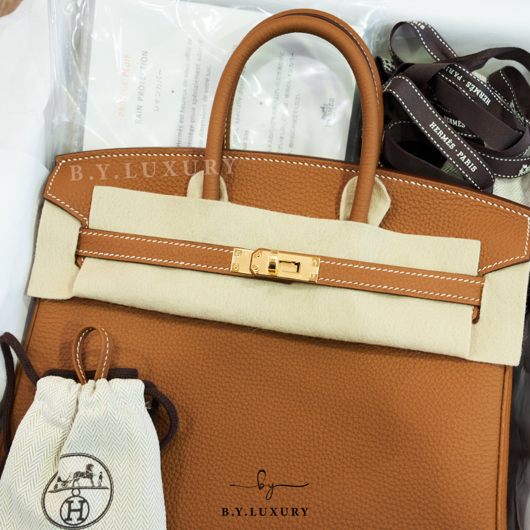 全新現貨 HERMES Birkin 25 Togo 37 金棕色 金扣