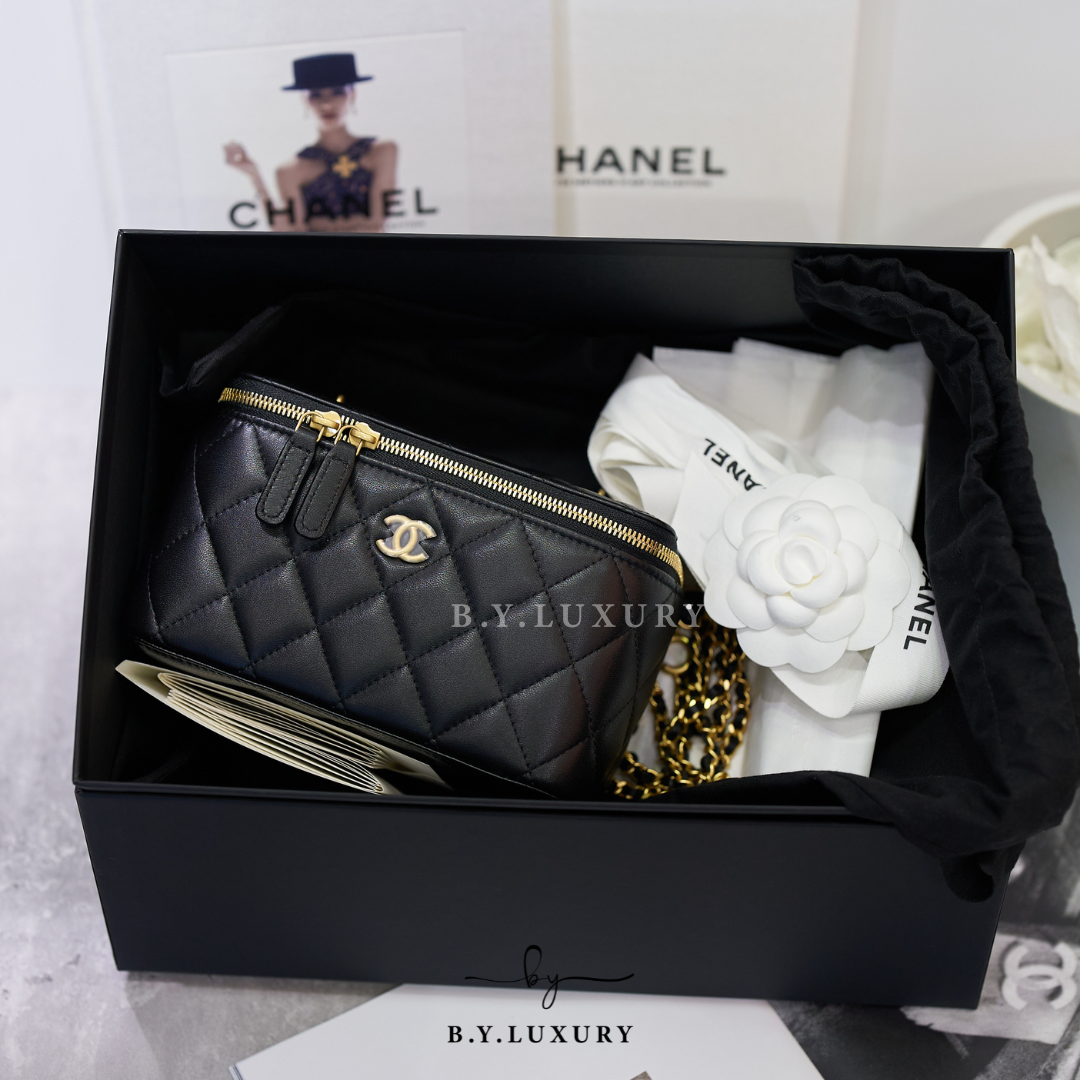 全新現貨 CHANEL Vanity Case C Love C 黑色 長廢包 AP3034